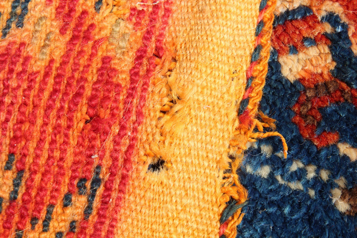 1960s Vintage Moroccan Tribal Rug by Berber Artisans, Indigo & Orange