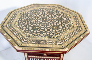 Egyptian Octagonal Side Table Islamic Moorish Tilt-Top Inlaid Table 1950s
