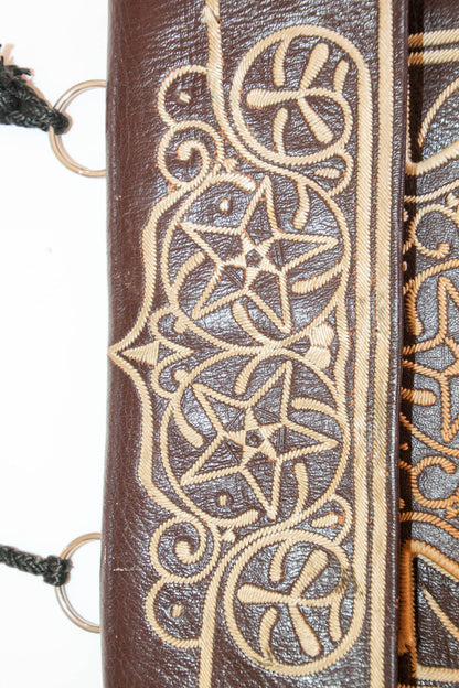 Collectible Vintage Hand-tooled Leather African Berber Tribal Moroccan Bag 1960