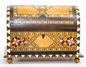 Moorish Spain Arch Top Wood Inaid Marquetry Jewelry Box