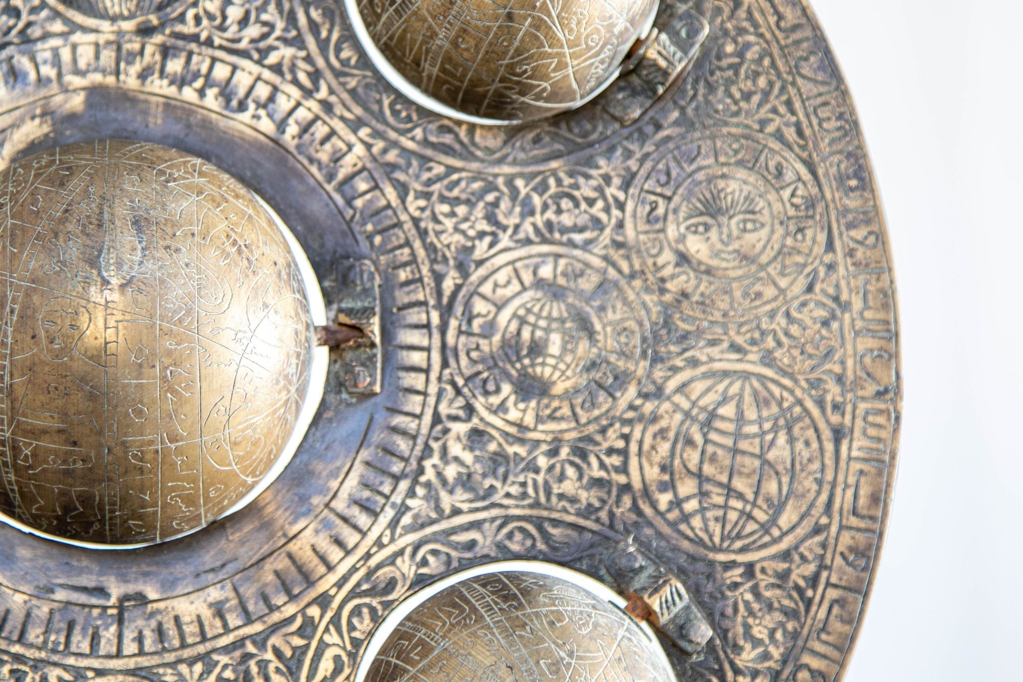 Islamic Cast Bronze Astrolabe with Five Celestial Globes Astronomical Instrument