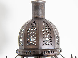 Moroccan Hanging Clear Glass Lantern in a Moorish Star Shape