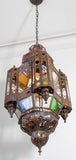 Vintage Moroccan Traditional Moorish Metal and Glass Lantern Ceiling Light