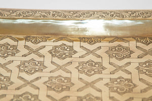 1940s Moroccan Brass Tray Rectangular Shape Polished Gold Brass Serving Platter