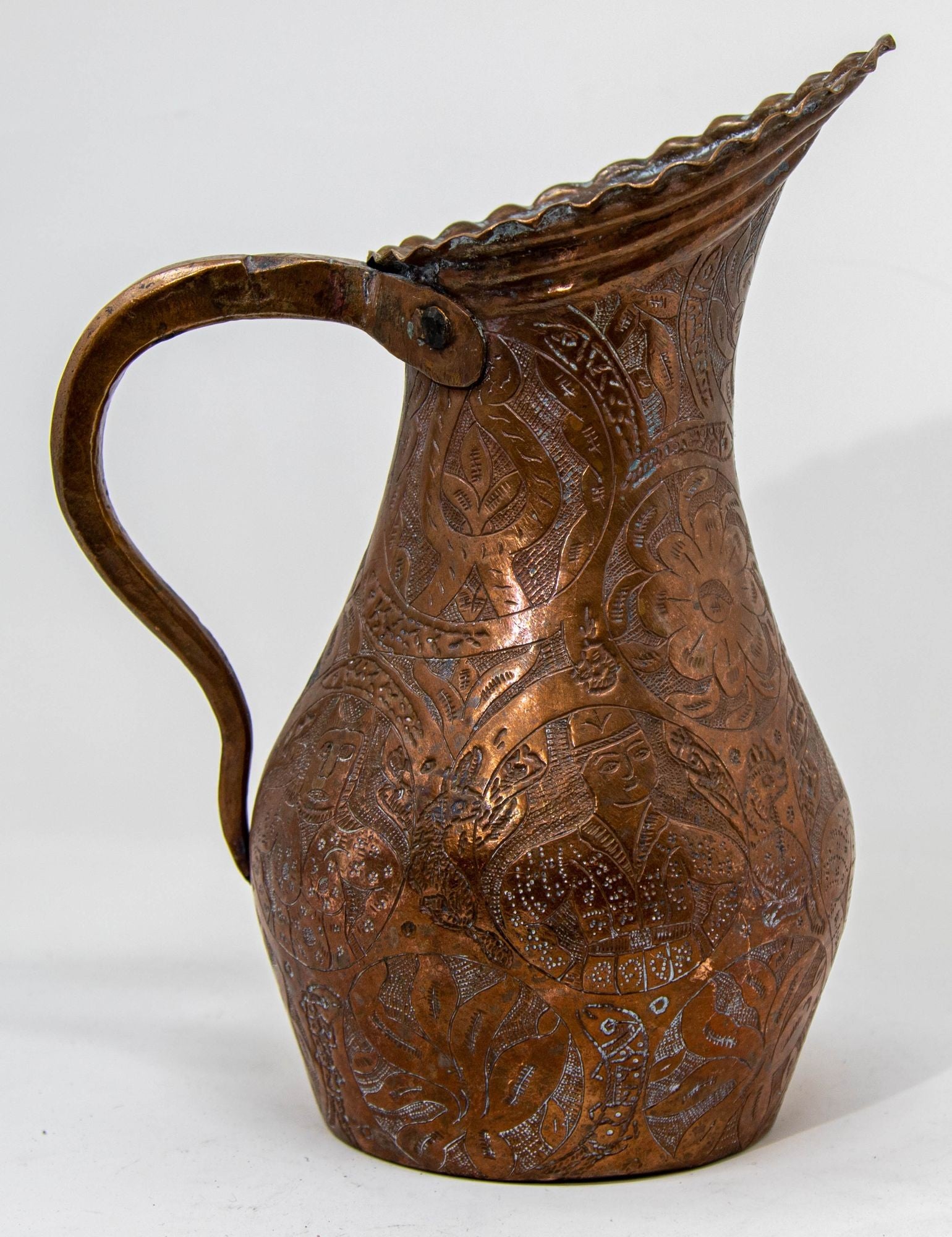 Islamic Persian Copper Pitcher Antique 19th Century Middle Eastern Ewer