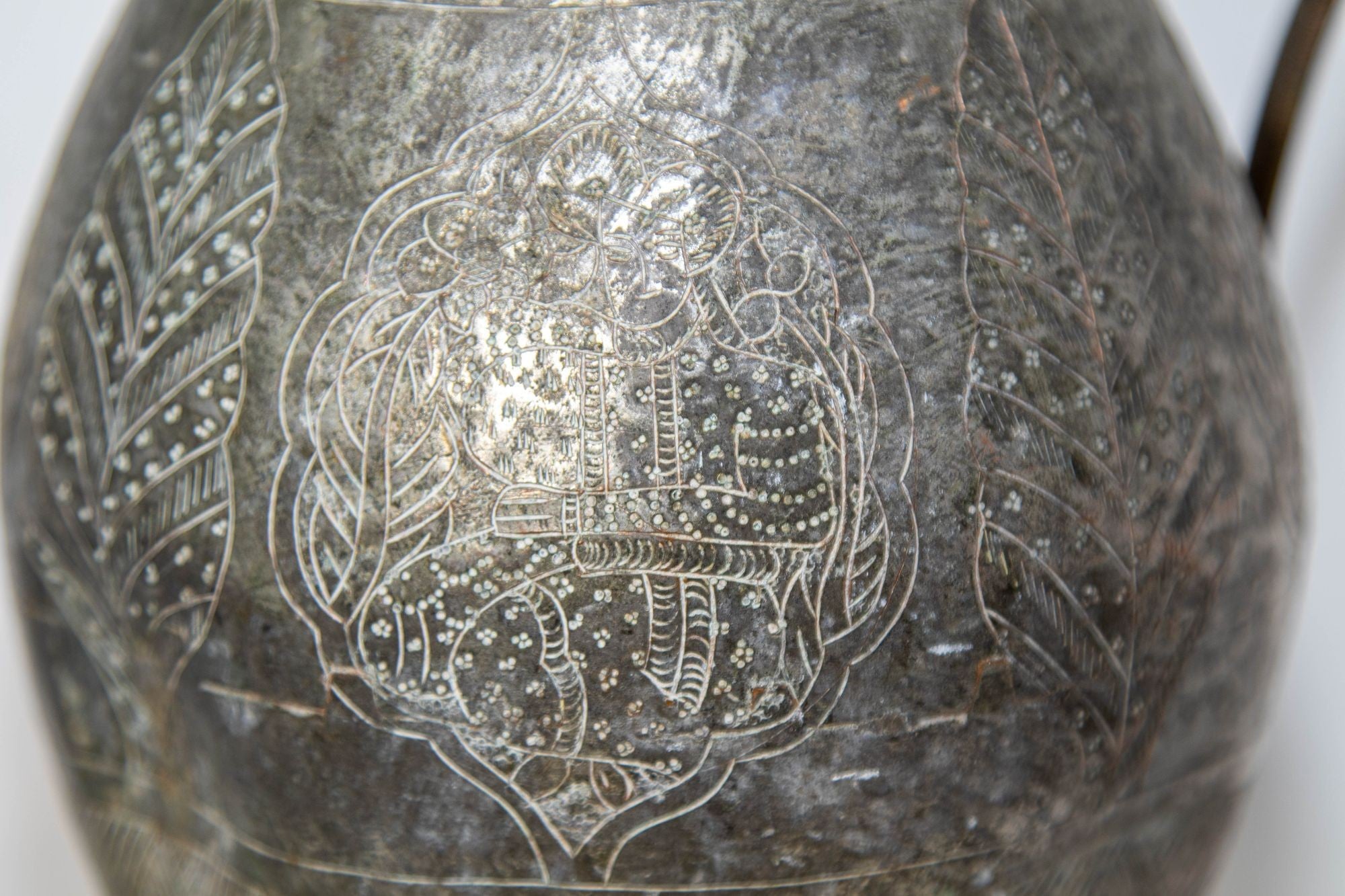 Islamic Tinned Copper Pitcher Middle Eastern Persian Antique 19th Century Ewer