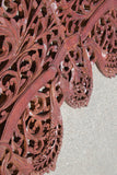 Asian Hand-Carved Wooden Architectural Arched Wall Door Panel