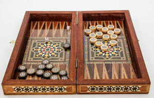 Middle Eastern Mosaic Wooden Inlaid Marquetry Box Game Backgammon