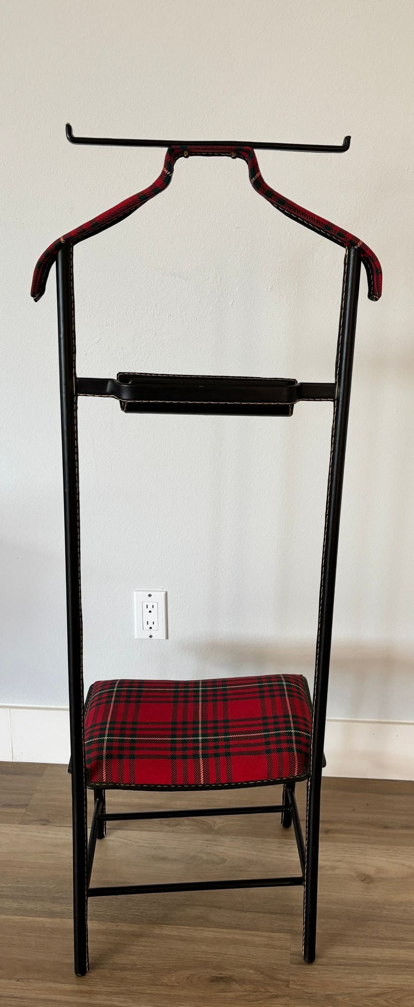 Jacques Adnet Valet Leather Wrapped with Original Tartan Plaid