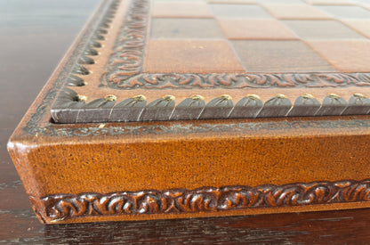 Italian Roman-Style Chess Set Cast Metal and Leather Leather Board Circa 1960 — detail view 16