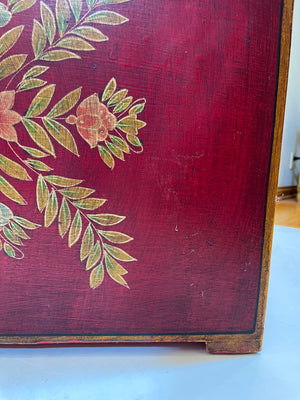 Moroccan Hand Painted Decorative Storage Trunk Chest Side Table