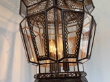 Moroccan Vintage Moorish Hanging Glass Light Fixtures A Pair