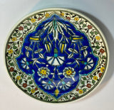 Turkish Ceramic Plate with Hand-painted Iznik Floral Design 1950s