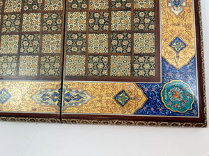 Moorish Persian Inlaid Micro Mosaic Backgammon and Chess Board