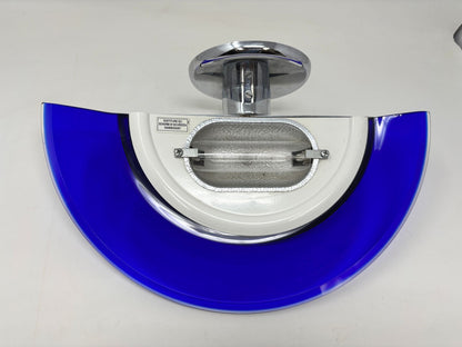 Postmodern Italian Cobalt Blue Murano Glass & Chrome Wall Sconce, 1980s 1 of 7