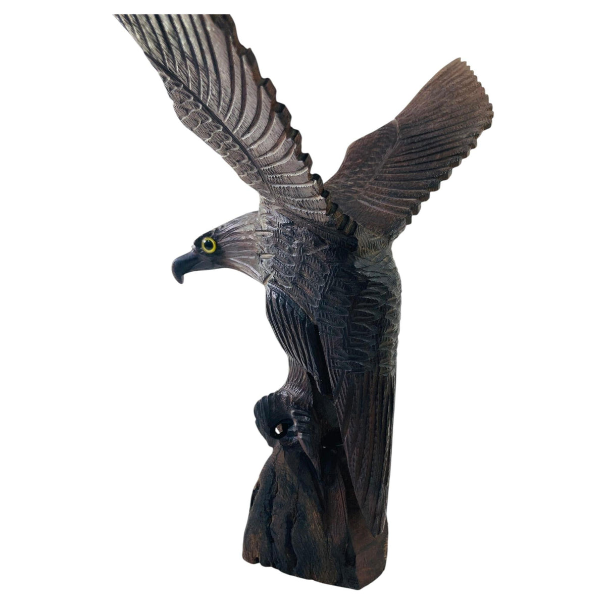 1960s Large Hand-carved Iron Wood American Bald Eagle Art Sculpture — United States