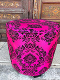 Moroccan Art Deco Boho Style Pouf in Hot Fuchsia Color