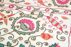 19th C. Suzani Bukhara Uzbekistan Antique Embroidered Islamic Art Textile Susani