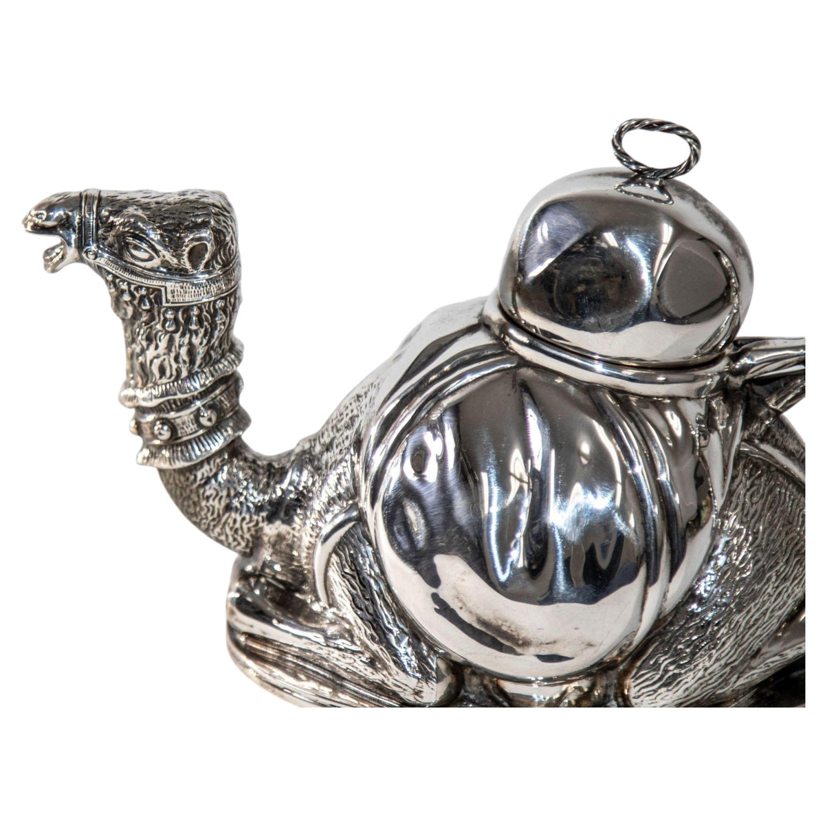 Camel Form "Karawan" Silver-Plated Teapot by Mariage Freres Paris France — detail view 5