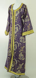 Moroccan Caftan Purple and Gold Damask Embroidered Vintage Kaftan 1960