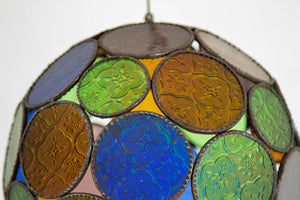 Vintage Moroccan Multi-Color Glass Orb Lantern Moorish Style