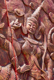 Antique Monumental Asian Hand-Carved Wooden Decorative Mural Panel 8ft