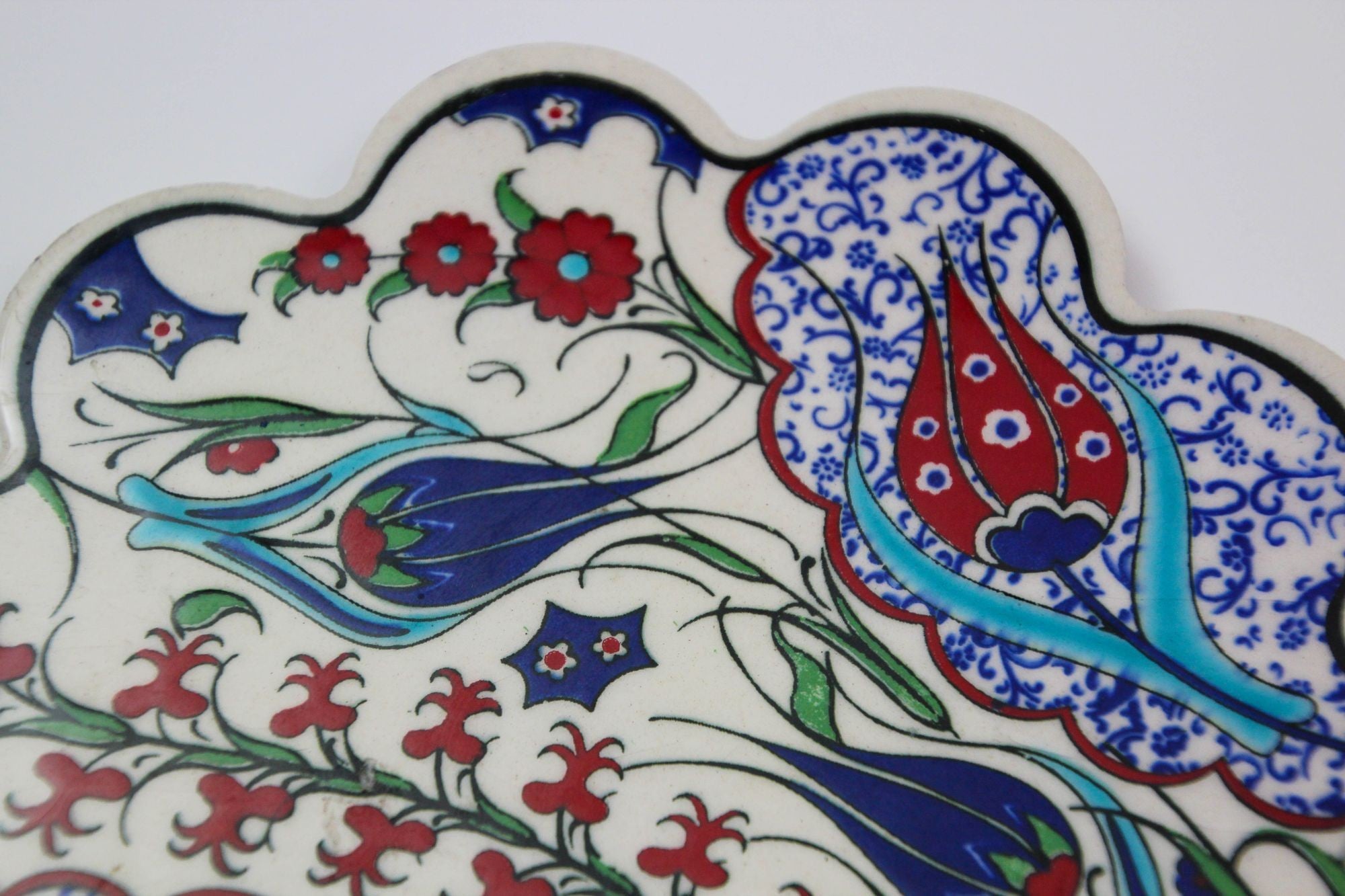 Turkish Iznik Style Ceramic Tiles Set of 3