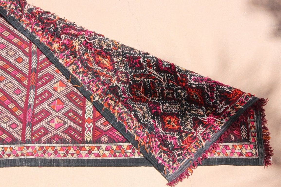 Vintage Moroccan Tuareg Runner Rug, Wool & Cotton, Hand-Woven, 1950s