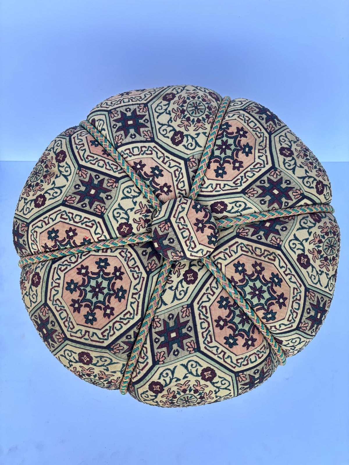 Moroccan Pouf Upholstered in Moorish Textile Fabric Stool