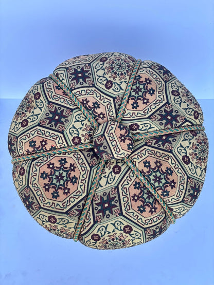 Moroccan Pouf Upholstered in Moorish Textile Fabric Stool