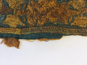 19th C. Islamic Textile Ottoman Empire Silver Metallic Threads Antique Fragment