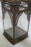 Moroccan Metal Candle Lantern in Moorish Square Metal and Clear Glass