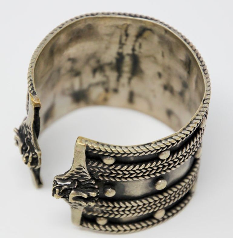 Vintage Moroccan Berber Tribal Bracelet, Handcrafted Metal Cuff, 1950