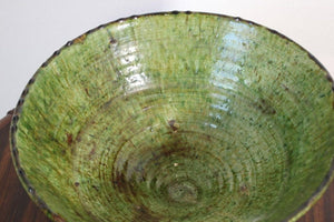 Moroccan Berber Tamgroute Terracotta Green Glazed Bowl