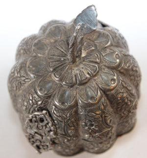 Antique Mughal Silver Chased Collectible Box Trinket Pandan Box, North India