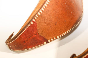 Antique Leather Mughal Shoes with Gold Embroidered