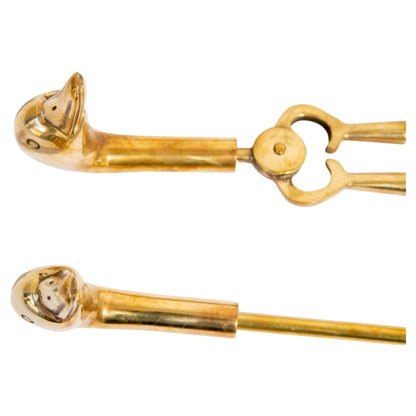 Vintage French Solid Brass Duck Head Fireplace Tool Set, Maison Jansen Style, 19 — additional view 6