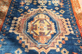 1960s Vintage Moroccan Tribal African Rug Indigo and Burnt Orange