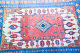 1960s Moroccan Berber Rug in Royal Blue, Pink and Orange Colors
