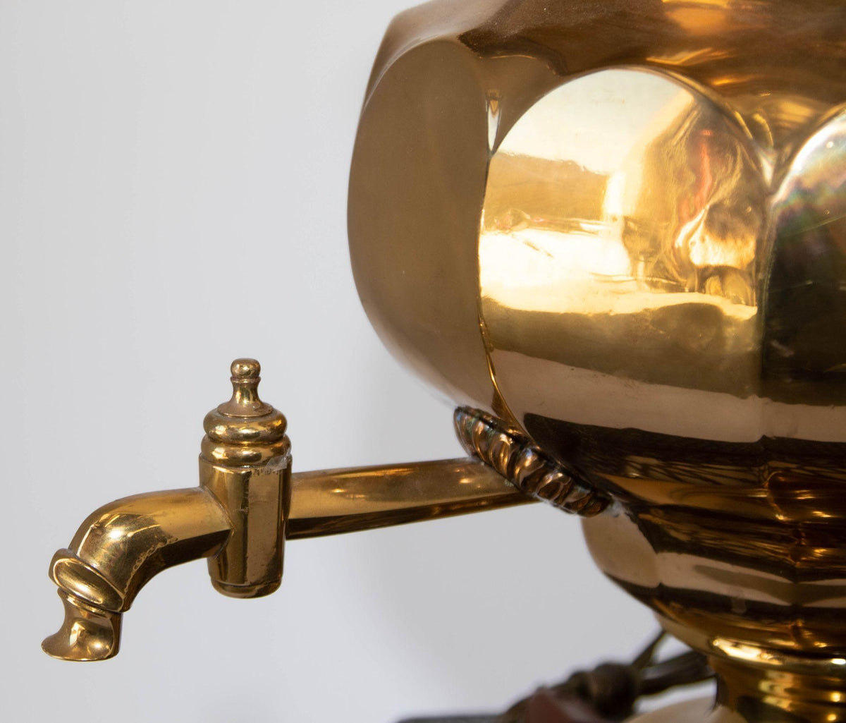 Antique Russian Polished Brass Samovar Table Lamp 19th C