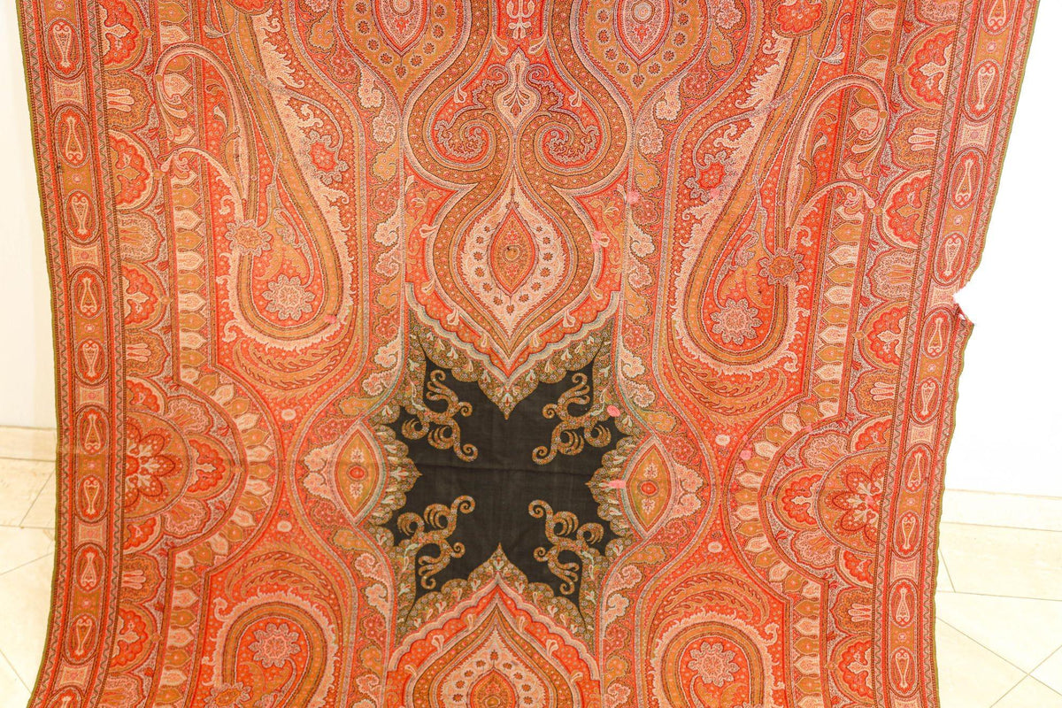Hand-woven Kashmir Paisley Throw Asian Textile Shawl 1850-1890 — additional view 16