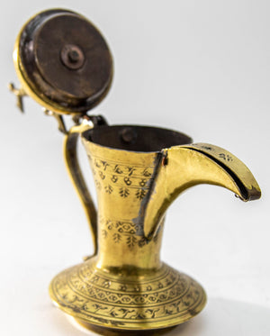 Antique Islamic Dallah Arabic Turkish Brass Coffee Pot or Tea Pot