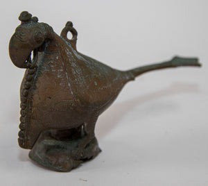 Antique Indian Bronze Parrot Figure oil Lamp Rajasthan 19th Century