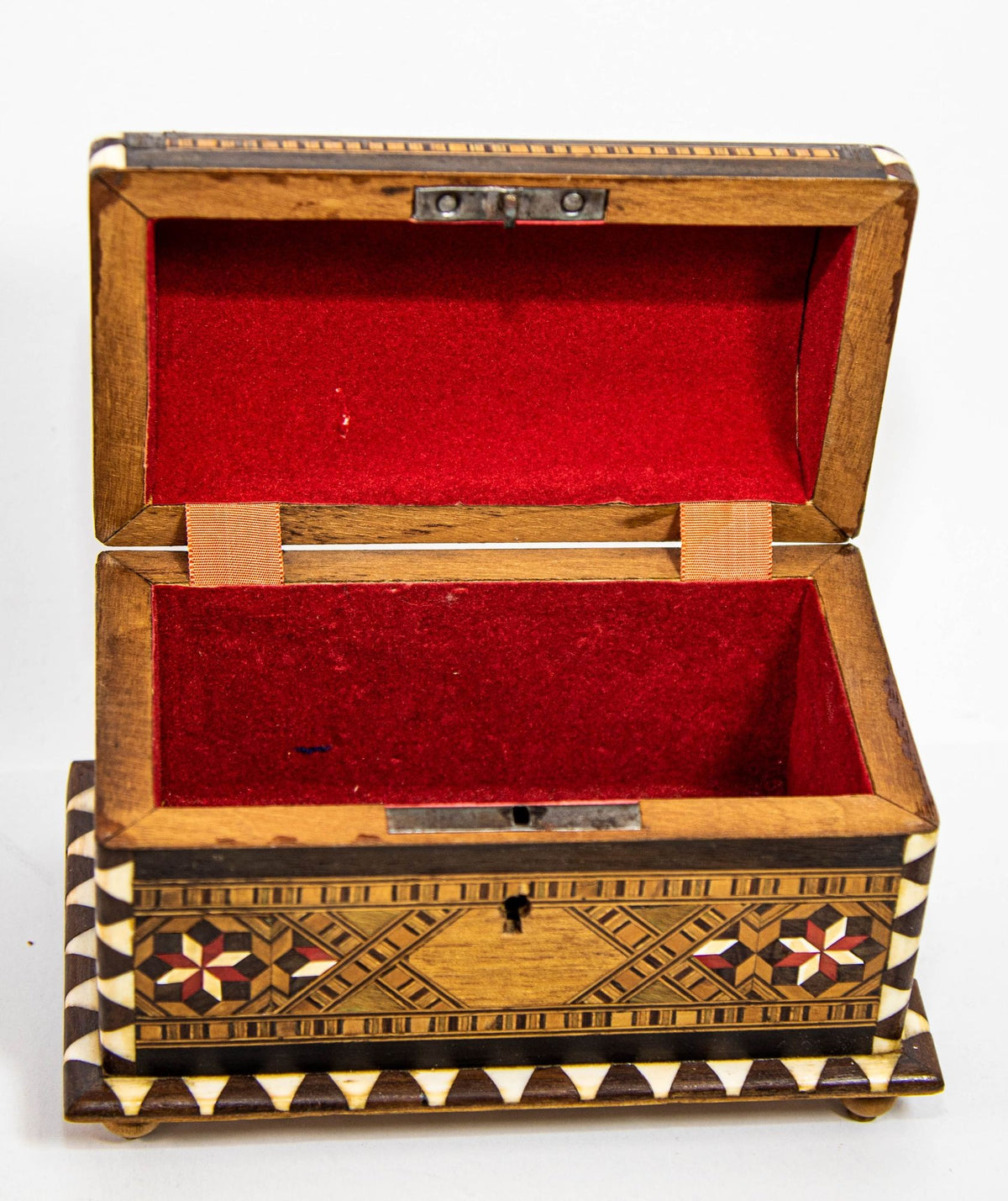 Moorish Spain Arch Top Wood Inaid Marquetry Jewelry Box