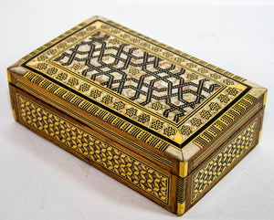 Middle Eastern Moorish Mother of Pearl Inlaid Marquetry Jewelry Box