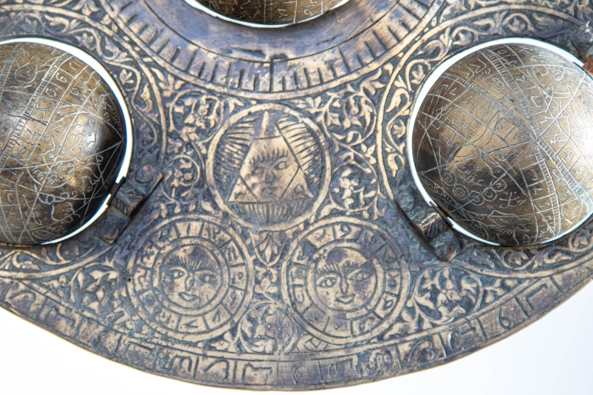 Islamic Cast Bronze Astrolabe with Five Celestial Globes Astronomical Instrument