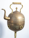 Antique Moroccan Brass Tea Kettle Pot on Stand 1930