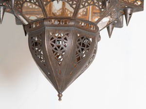 Moroccan Hanging Clear Glass Lantern in a Moorish Star Shape