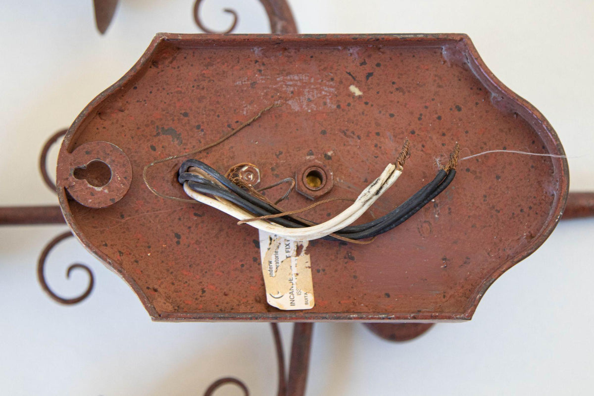 Pair of Vintage Spanish Revival Wrought-Iron Three-Light Wall Sconces — detail view 15