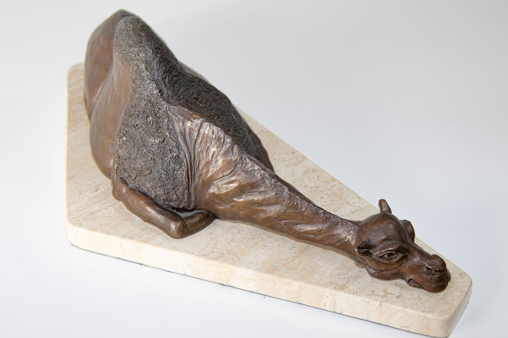 Bronze Resting Camel Sculpture on Marble Stand French School